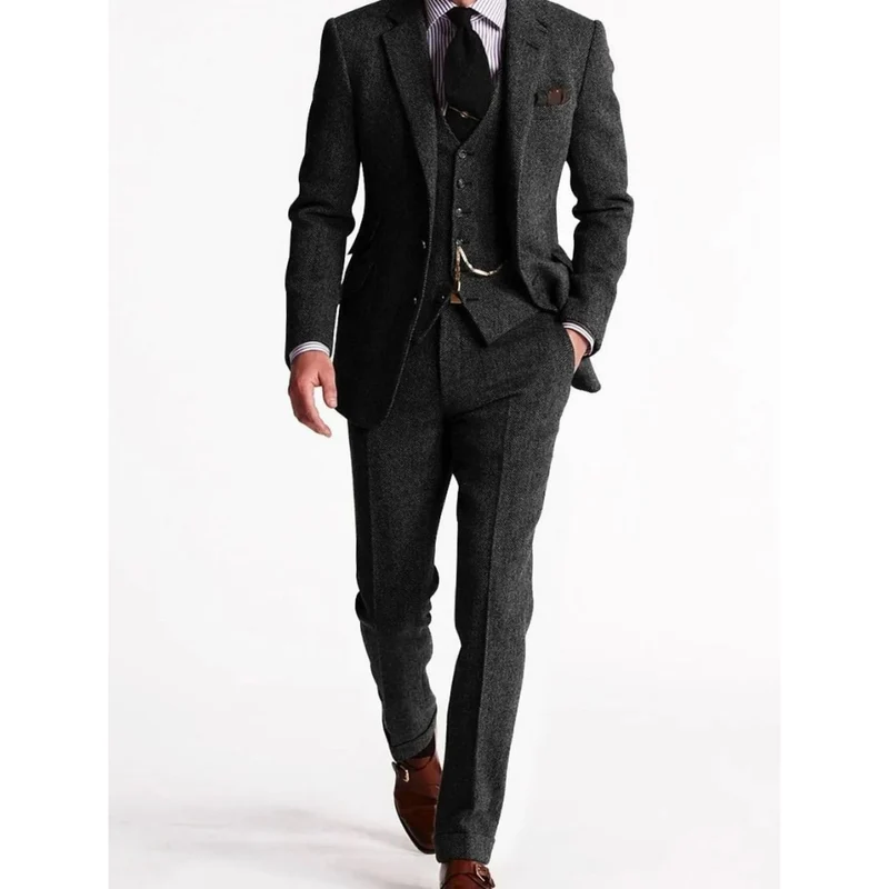 Konstantin | Herren Anzug mit Weste, Sakko und Hose im Tweed Stil
