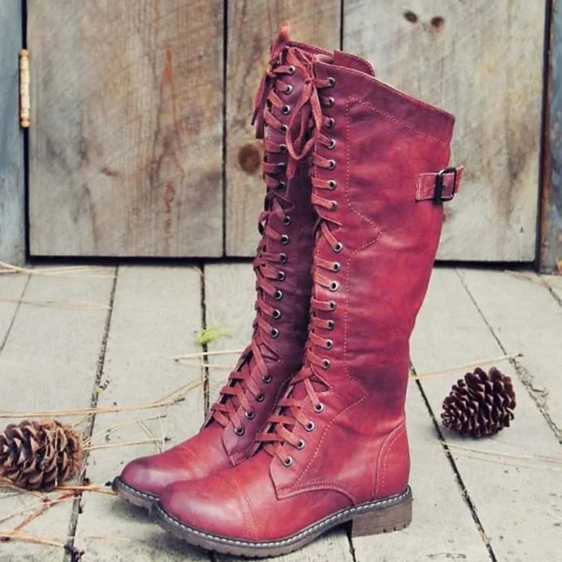 Estella | Damen Hohe Stiefel mit Schnalle, Reißverschluss und Dicker Sohle