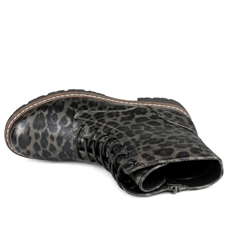 Lace Up Ankle Boots With Warm Lining - WBINS44000 / 329 764 - Leopard