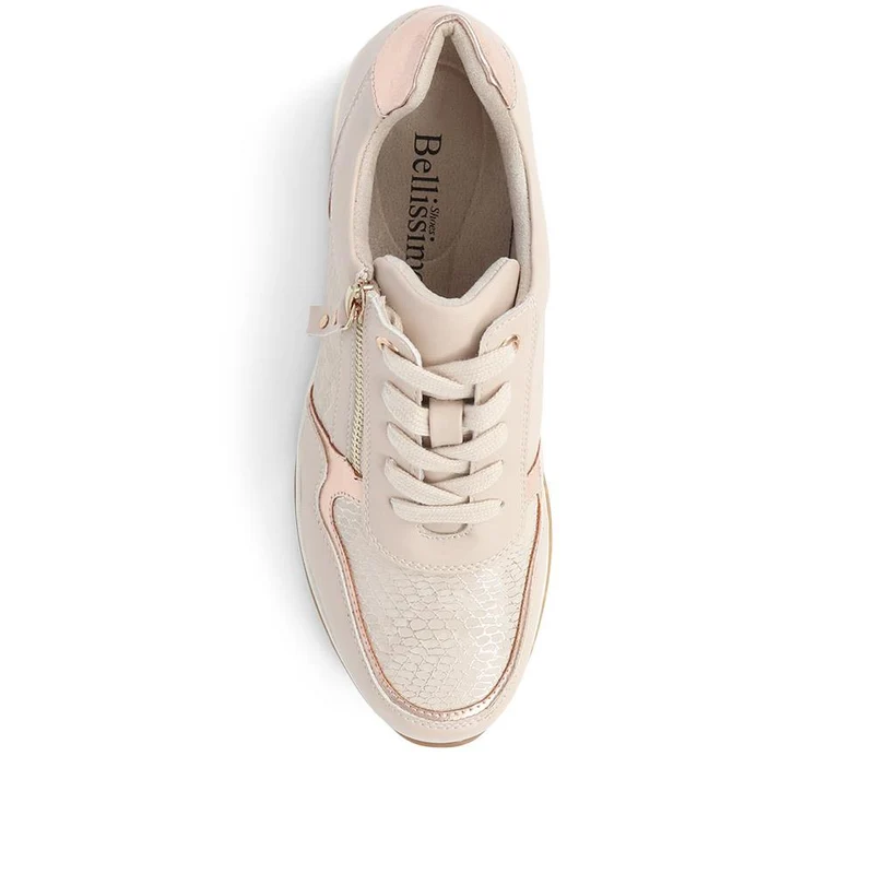 Metallic Accent Wedge Trainers - BELWOIL39019 / 325 106 - Beige