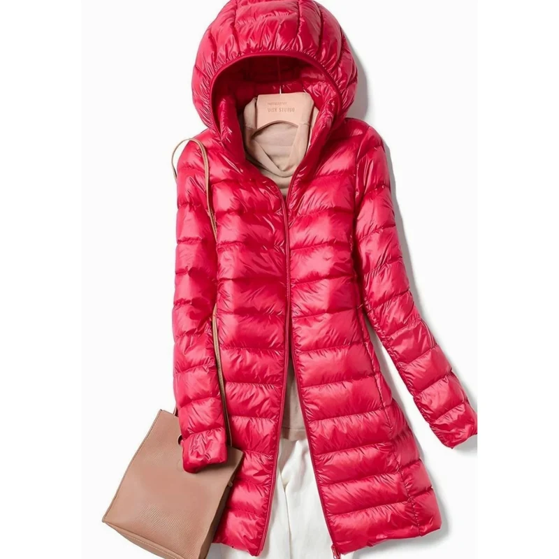 Felina | Damen Steppjacke mit Kapuze, Reißverschluss und langem Design