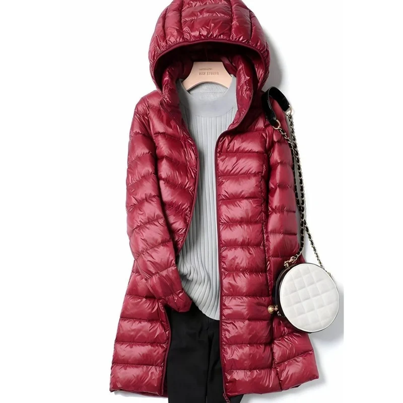 Felina | Damen Steppjacke mit Kapuze, Reißverschluss und langem Design