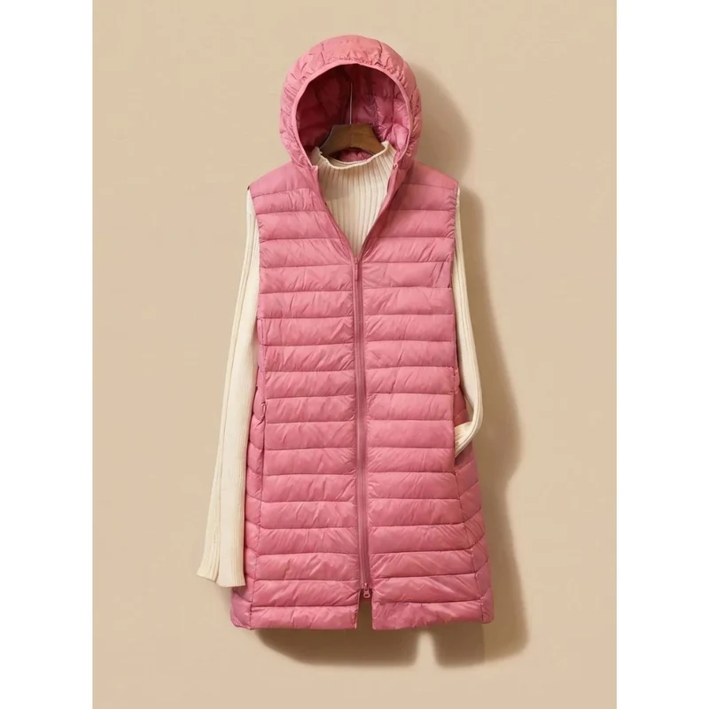 Ariella | Damen Steppjacke mit Kapuze, Reißverschluss und Langem Schnitt