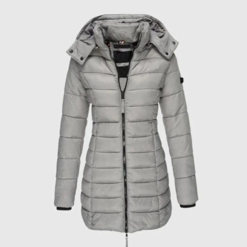Manuela | Damen Steppjacke mit Kapuze, Reißverschluss und Schmalem Schnitt