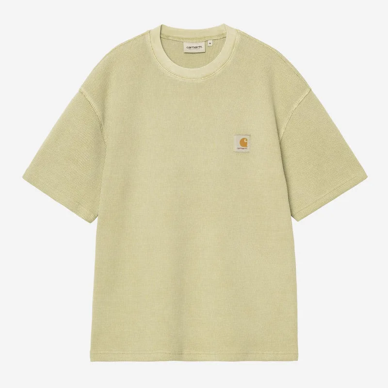 Carhartt WIP Nelson Waffel-T-Shirt für Herren | Sanftes Grün, stückgefärbt