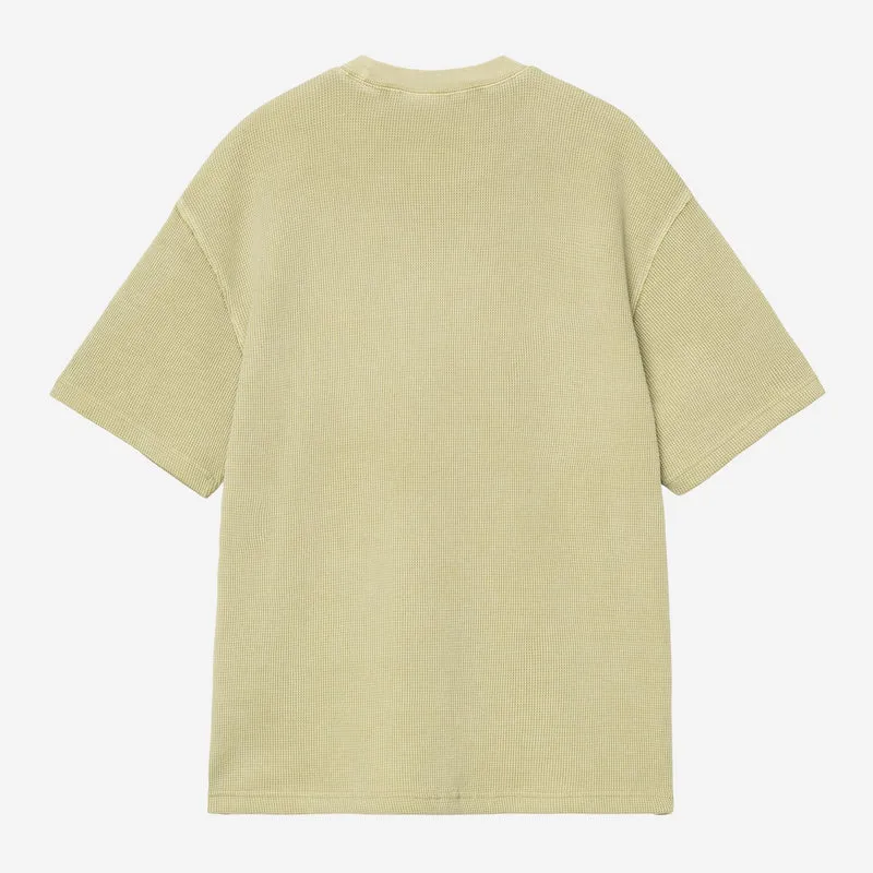 Carhartt WIP Nelson Waffel-T-Shirt für Herren | Sanftes Grün, stückgefärbt