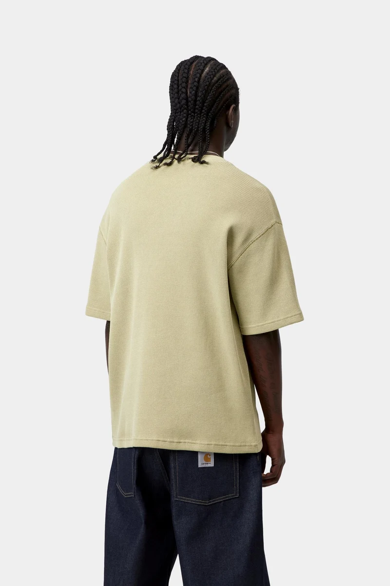 Carhartt WIP Nelson Waffel-T-Shirt für Herren | Sanftes Grün, stückgefärbt