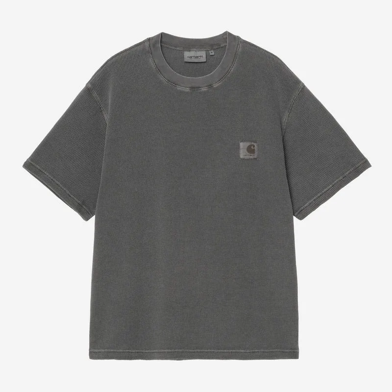 Carhartt WIP Nelson Waffel-T-Shirt für Herren | Schwarz, stückgefärbt