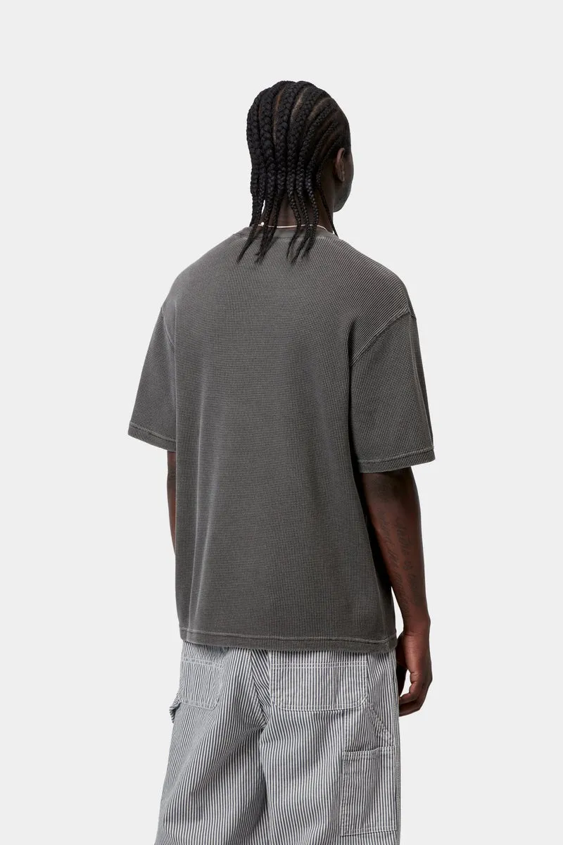 Carhartt WIP Nelson Waffel-T-Shirt für Herren | Schwarz, stückgefärbt