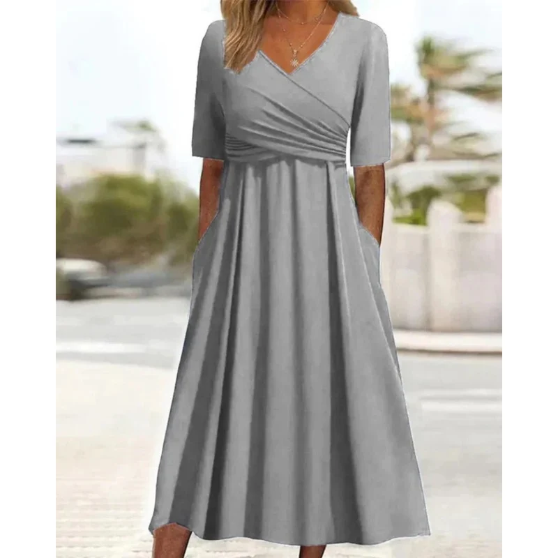 Nina | Damen Festliches Wickel Abendkleid Midi