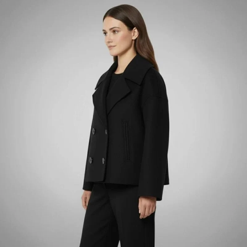 Simone | Damen Winterjacke Mit Knöpfen, Kragen Und Langarm Design