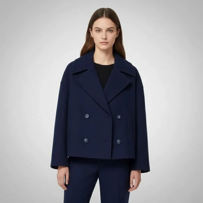 Simone | Damen Winterjacke Mit Knöpfen, Kragen Und Langarm Design