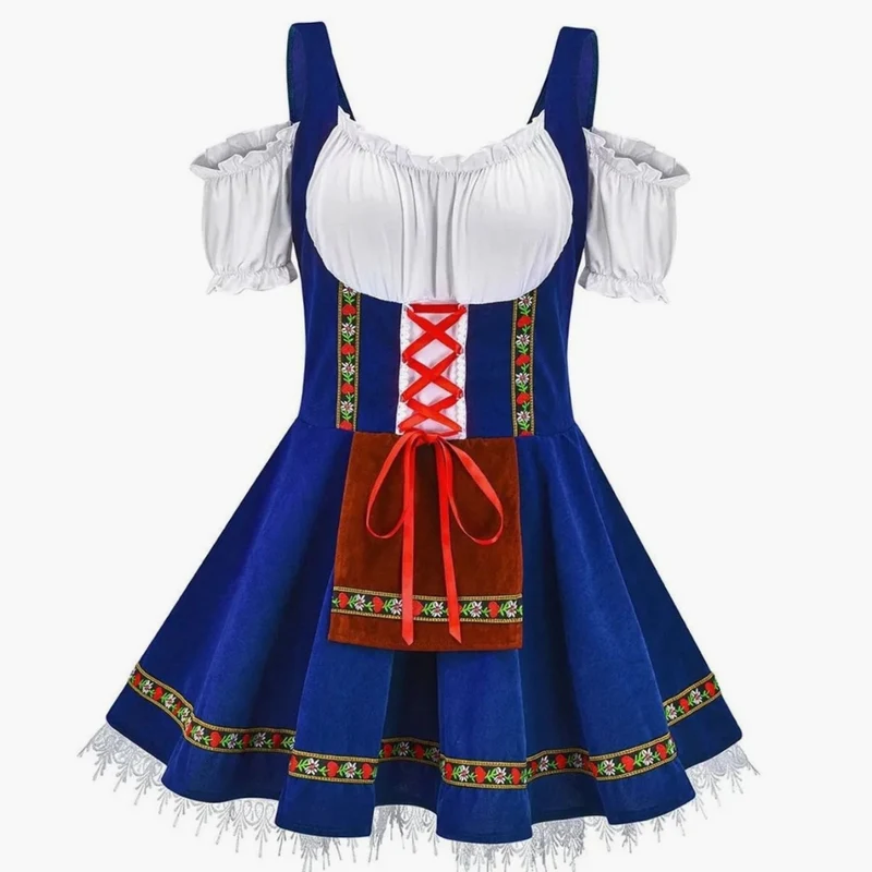 Anastasia | Damen Oktoberfest Trachtenkleid Mit Besonderem Schulter Stil Und Rock Verzierung