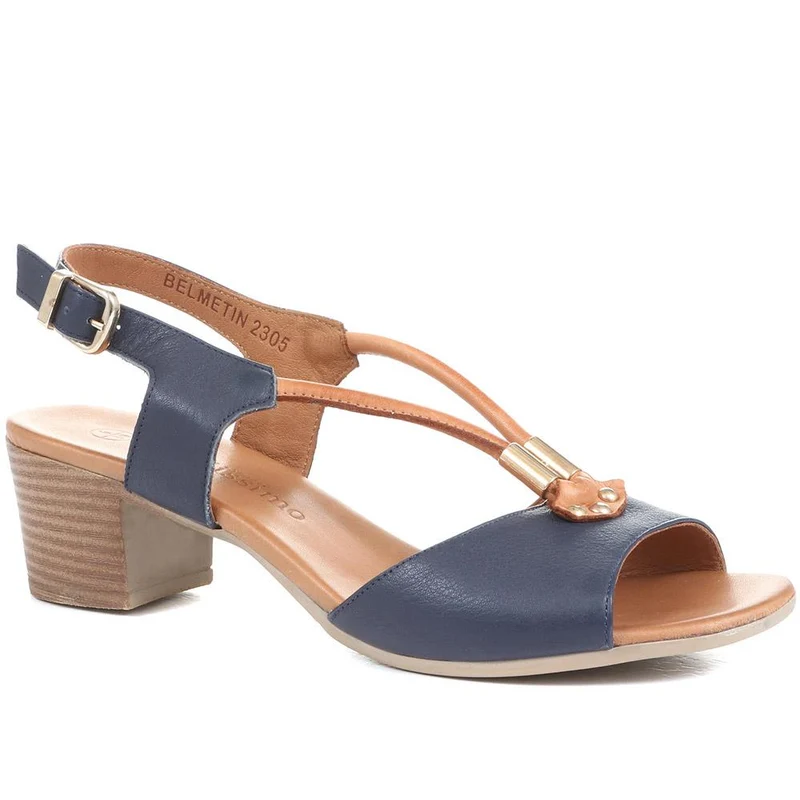Leather Slingback Sandal - BELMETIN2305 / 307 897 - Navy Tan