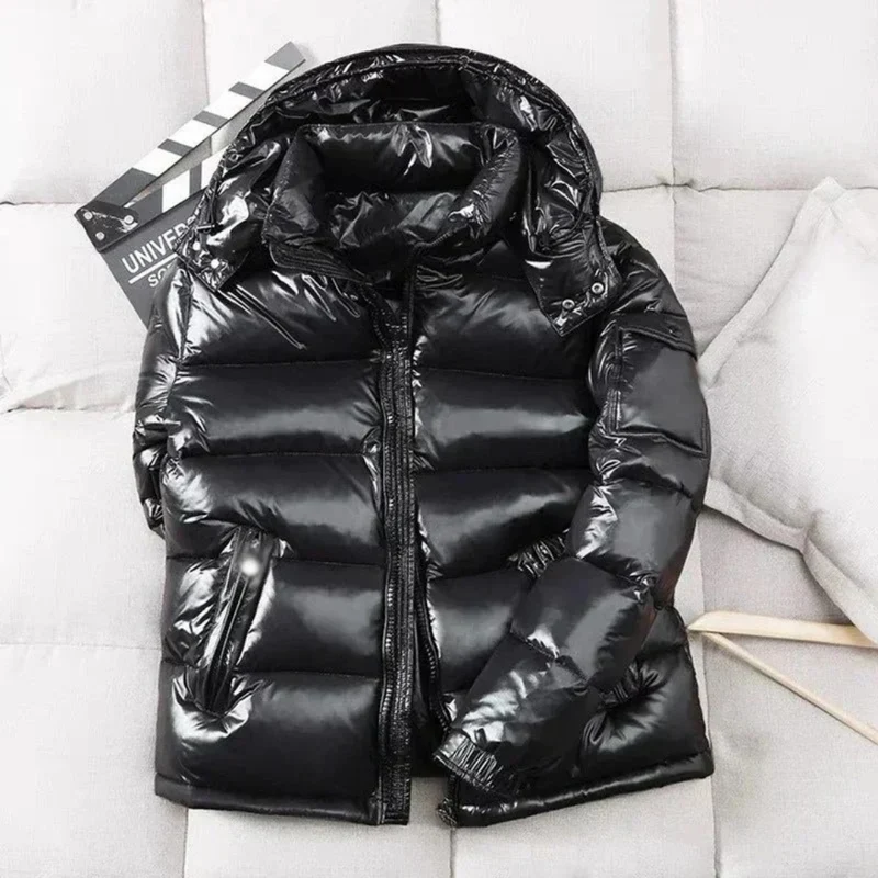Jannik | Herren Winterjacke Mit Kapuze, Glänzendem Design Und Reißverschluss