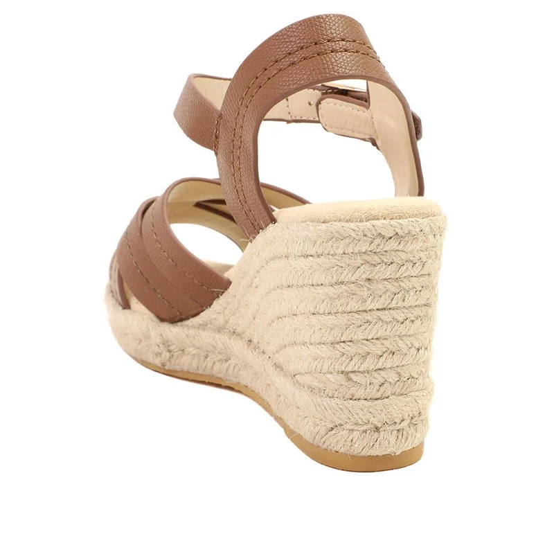 Bellissimo Memory Foam Wedged Espadrilles - BELWBINS43081 / 329 351 - Tan