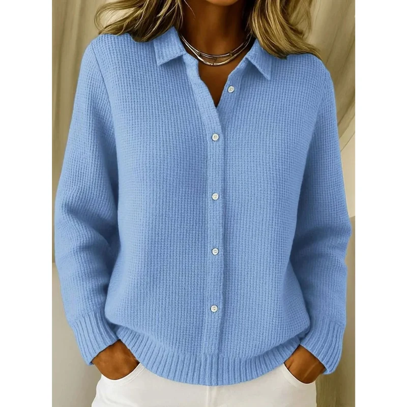 Marisa | Damen Strickjacke mit Hemdkragen, Knöpfen und Langarm
