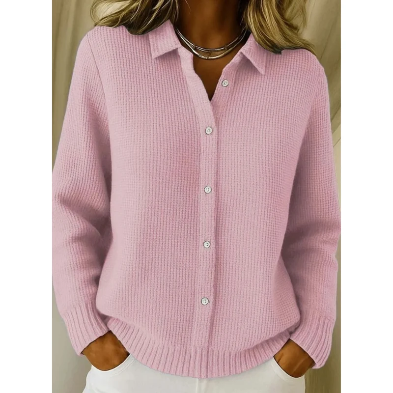 Marisa | Damen Strickjacke mit Hemdkragen, Knöpfen und Langarm