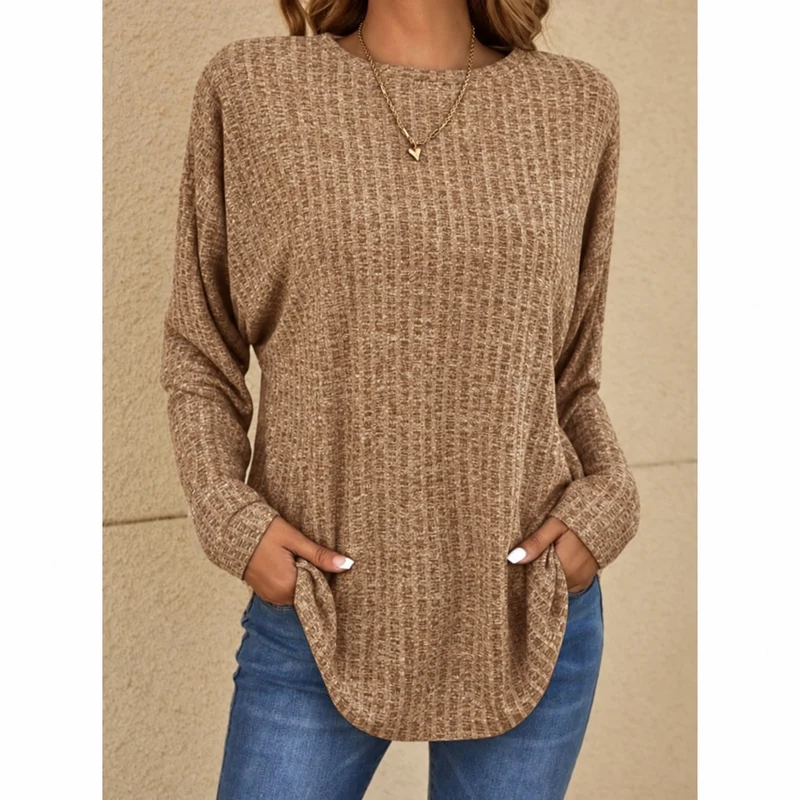 Stefanie | Damen Strickpullover mit Langarm, Ausschnitt und Struktur