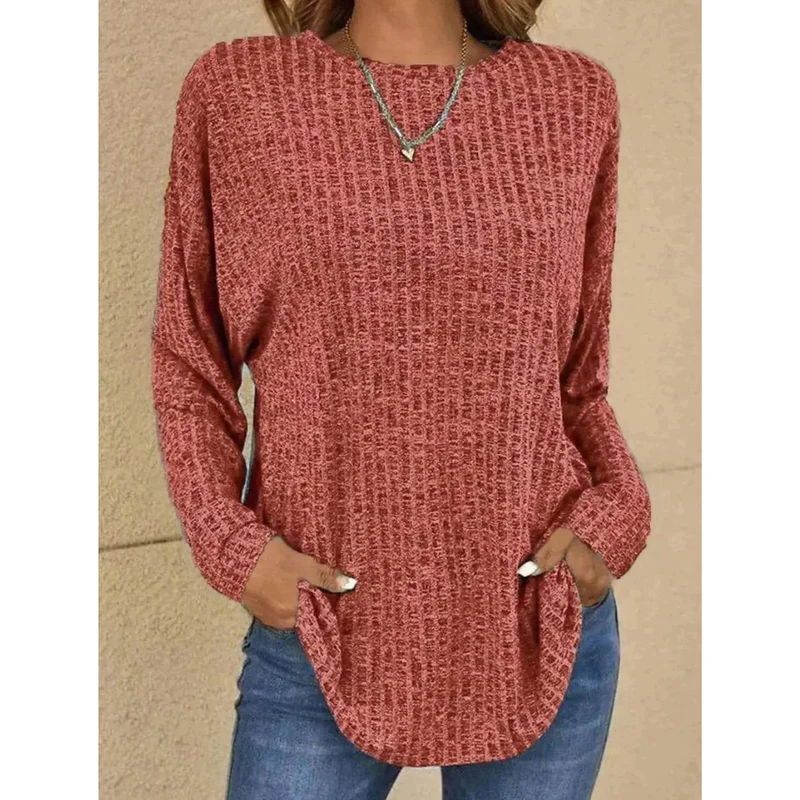 Stefanie | Damen Strickpullover mit Langarm, Ausschnitt und Struktur