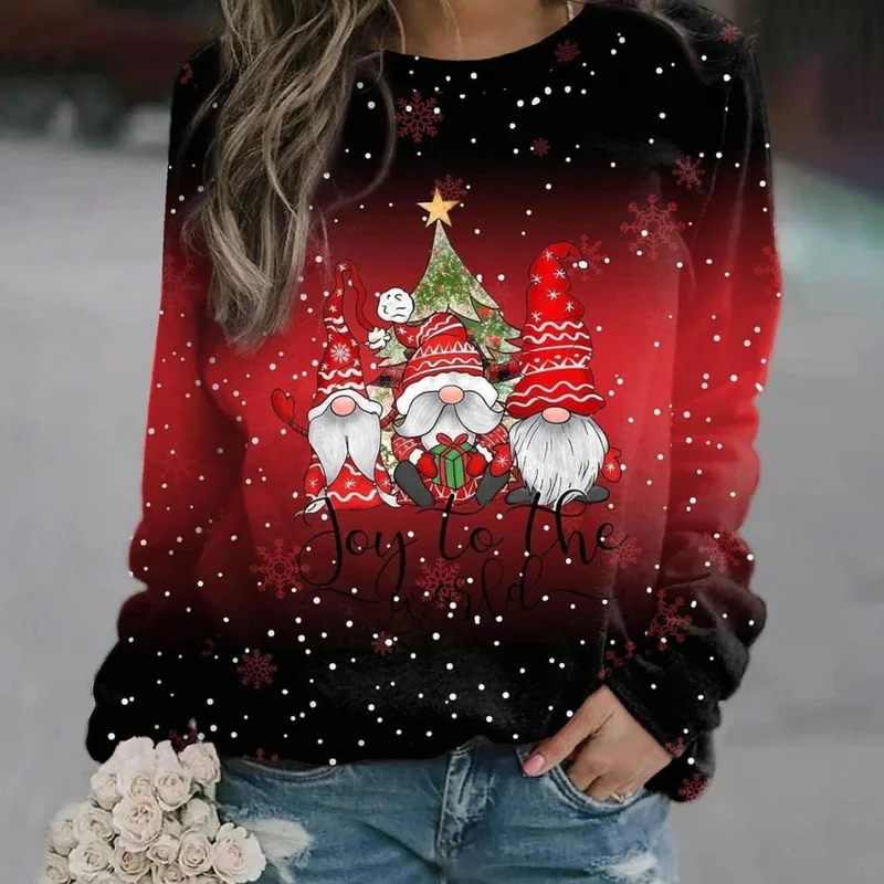 Pauline | Damen Weihnachtspullover mit Druck, Ausschnitt und Langarm