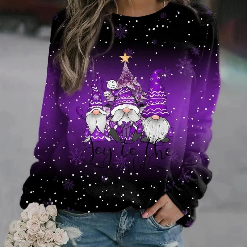 Pauline | Damen Weihnachtspullover mit Druck, Ausschnitt und Langarm