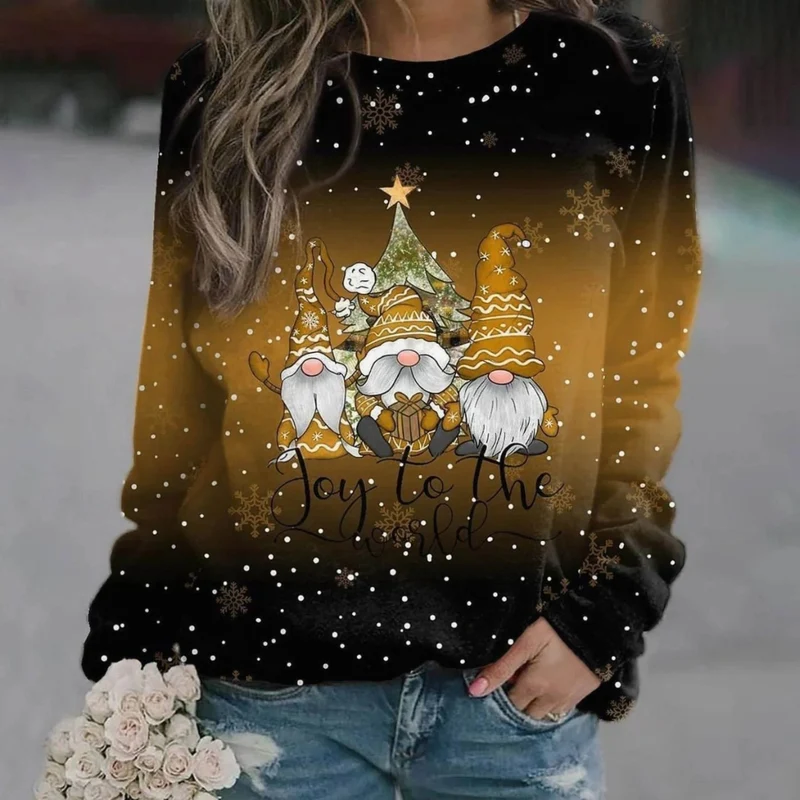 Pauline | Damen Weihnachtspullover mit Druck, Ausschnitt und Langarm