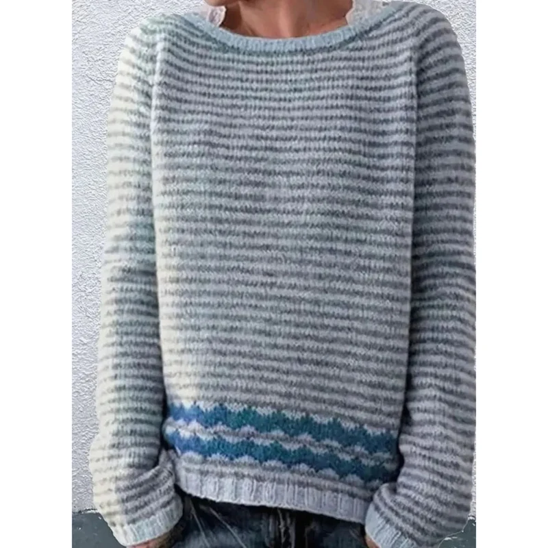 Antonia | Damen Strickpullover mit Muster und Langarm