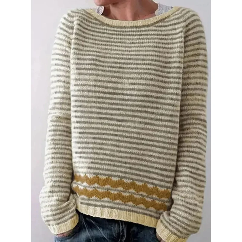 Antonia | Damen Strickpullover mit Muster und Langarm