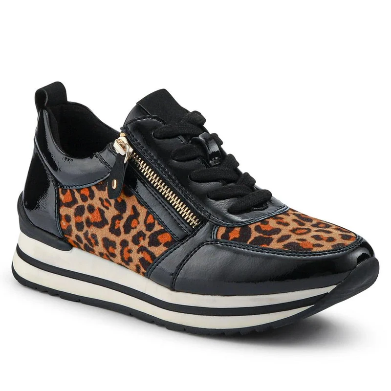 Zip-Up Laced Trainers - WBINS39070 / 325 159 - Leopard