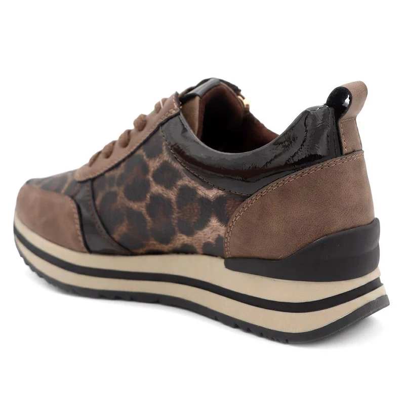 Zip-Up Laced Trainers - WBINS39070 / 325 159 - Brown Leopard