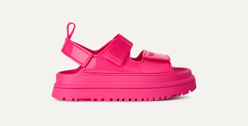 UGG GoldenGlow Kinder-Sandalen mit glänzendem Glitzer | Tiefes Korallenrot