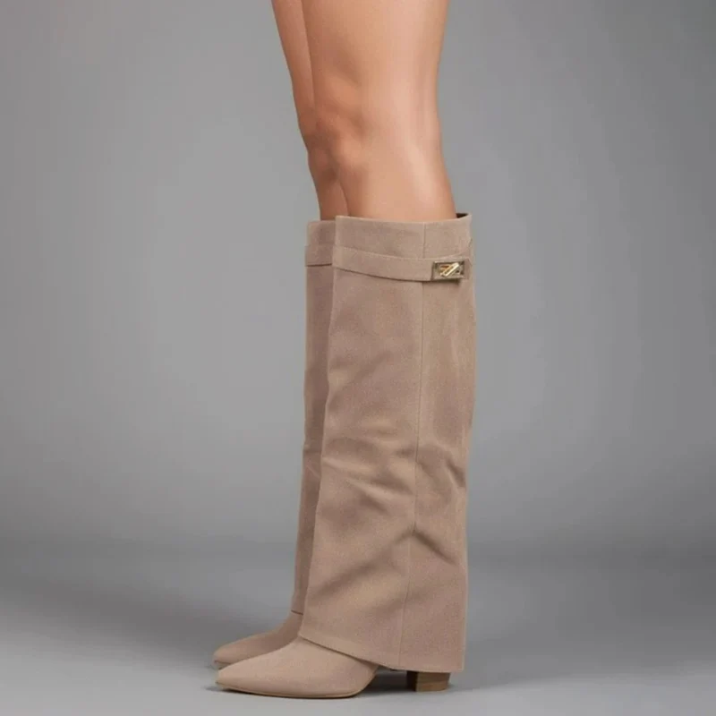 Melinda | Damen Overknee Stiefel Mit Schnalle Und Spitze