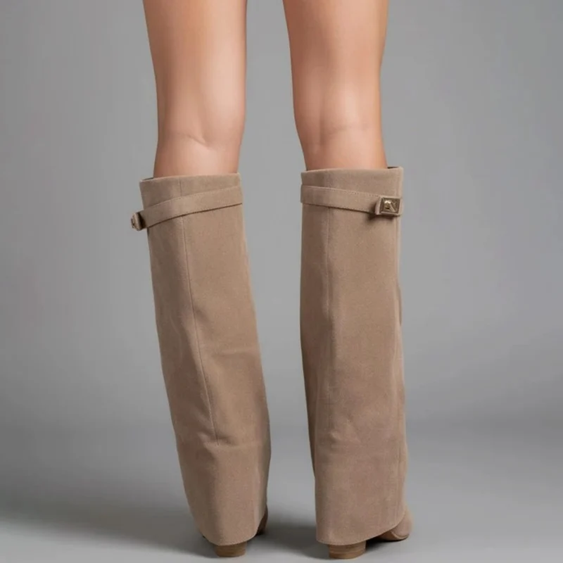 Melinda | Damen Overknee Stiefel Mit Schnalle Und Spitze