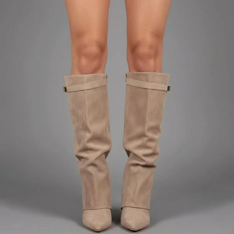 Melinda | Damen Overknee Stiefel Mit Schnalle Und Spitze