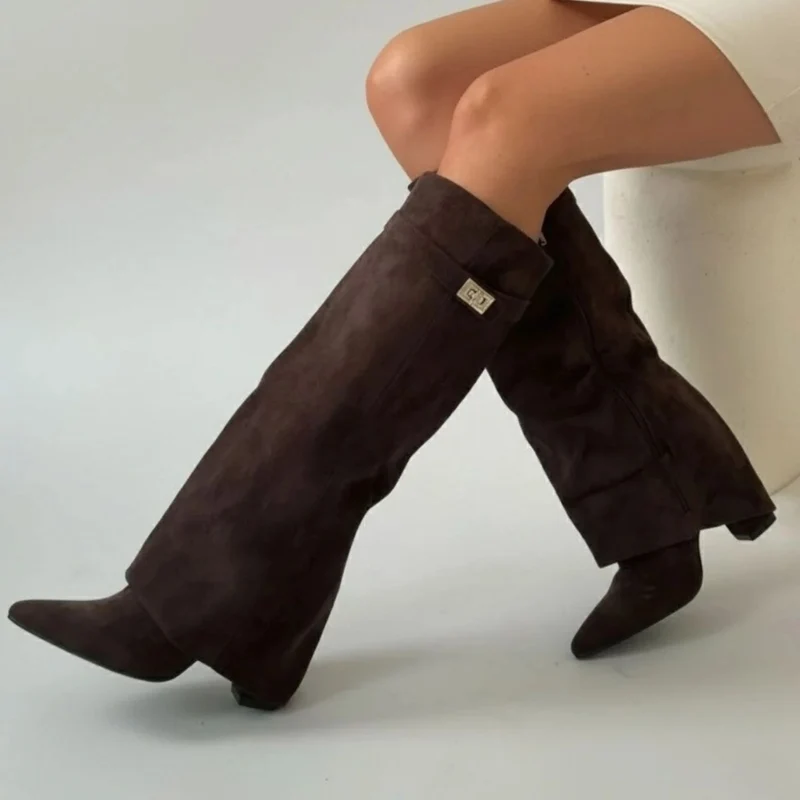 Melinda | Damen Overknee Stiefel Mit Schnalle Und Spitze