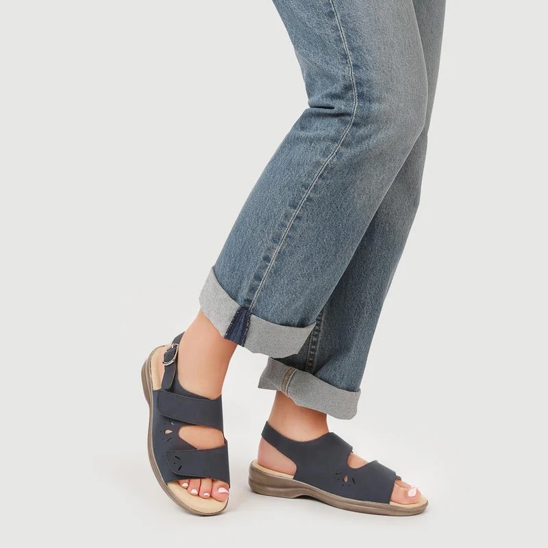 Extra-Wide Fit Adjustable Slingback Sandals - DIVINA / 321 458 - Navy