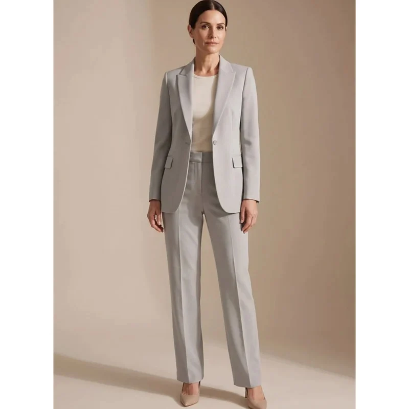 Rosalinde | Damen Hosenanzug mit Blazer und weiter Hose, Revers und Taschen