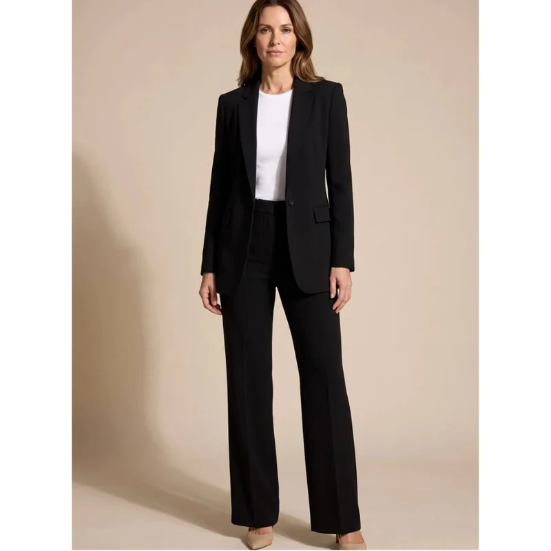 Rosalinde | Damen Hosenanzug mit Blazer und weiter Hose, Revers und Taschen