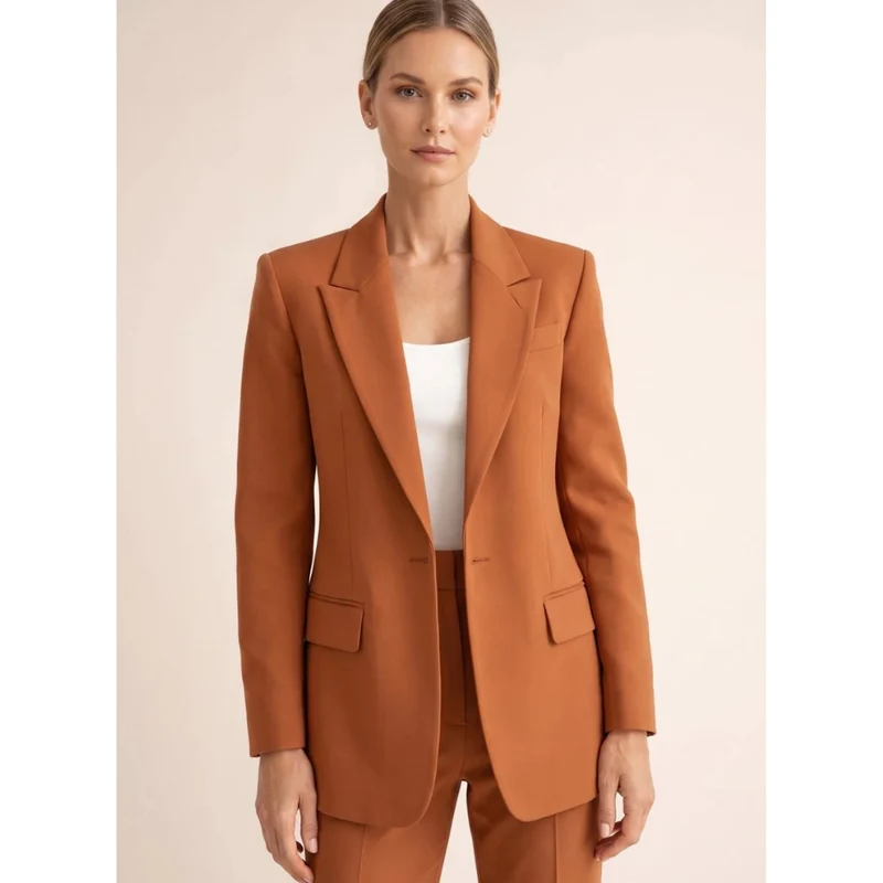 Rosalinde | Damen Hosenanzug mit Blazer und weiter Hose, Revers und Taschen