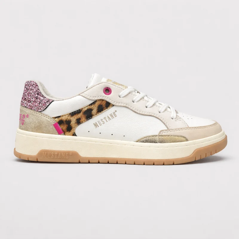 Mustang Damen-Sneaker | Cremefarbenes Rosa Glitzer