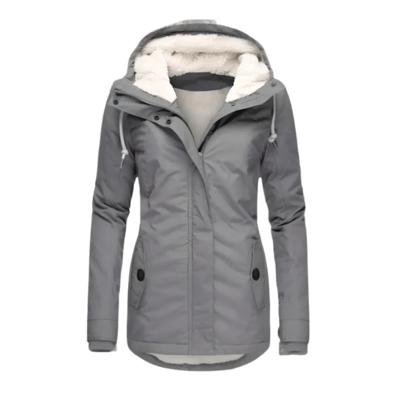 Dorothea | Damen Winterjacke Parka mit Sherpa Kapuze
