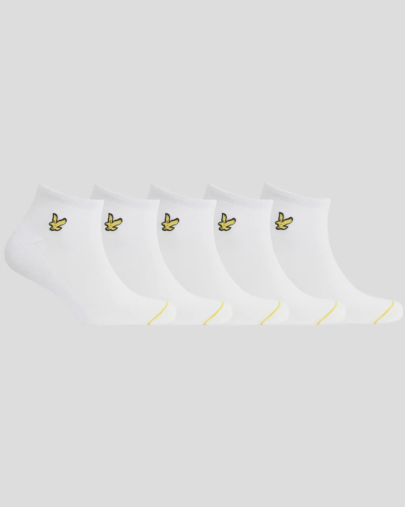 Lyle & Scott Ruben Herren-Knöchelsocken | 5er-Pack | Weiß