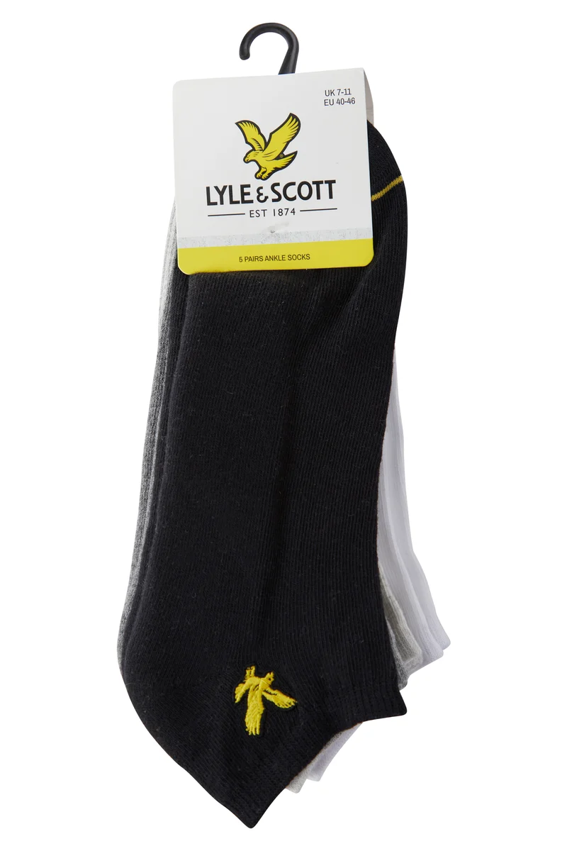 Lyle & Scott Ruben Herren-Knöchelsocken | 5er-Pack | Gemischt