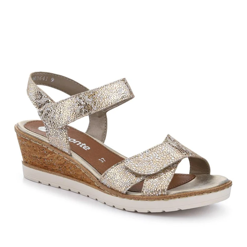 Smart Leather Wedge-Heel Sandals - DRS41511 / 327 089 - Gold