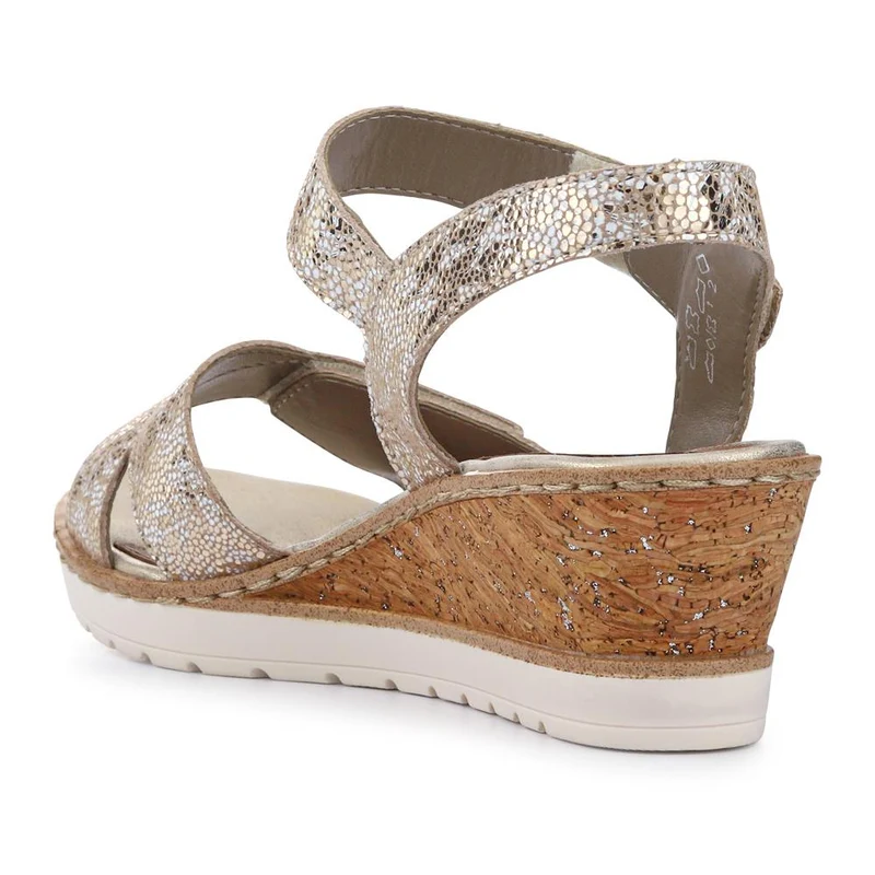 Smart Leather Wedge-Heel Sandals - DRS41511 / 327 089 - Gold