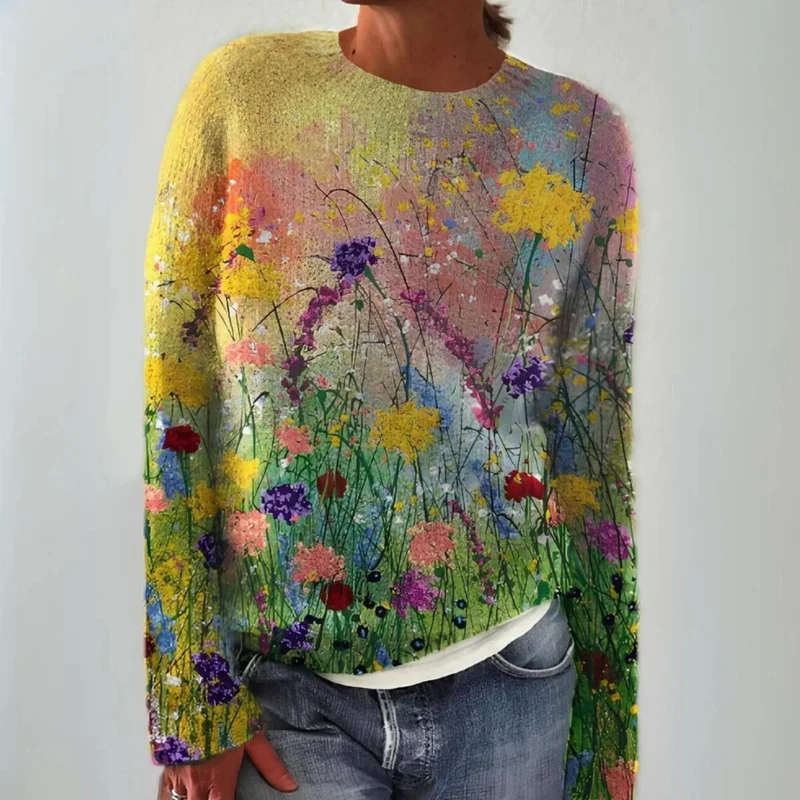 Annika | Damen Pullover mit Blumenmuster