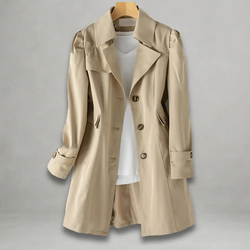 Melanie | Damen Trenchcoat mit Kragen und Knöpfen