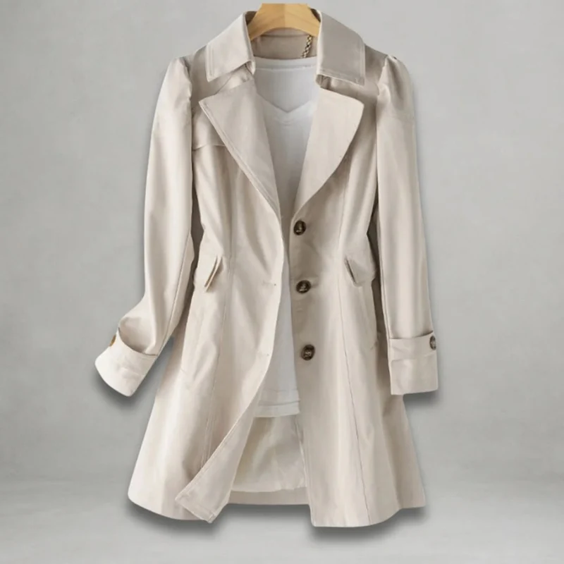 Melanie | Damen Trenchcoat mit Kragen und Knöpfen
