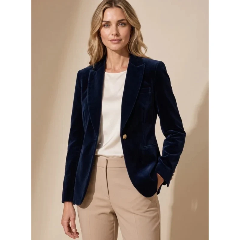 Kunigunde | Damen Blazer aus Samt mit Langarm, Revers und Knöpfen